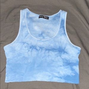 Blue tie dye cropped tank top